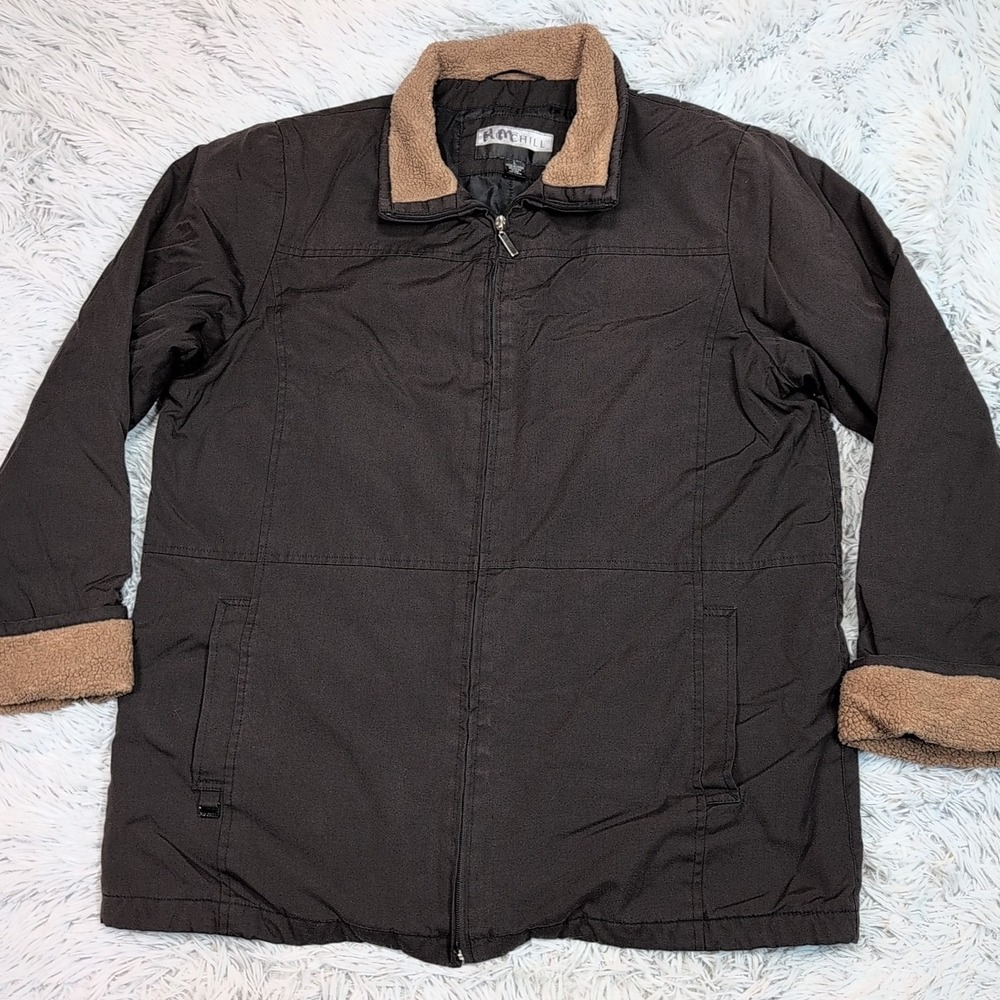 Big Chill Jacket Mens L Brown Coat Zip Up Chore Barn Pockets‎ Comfort Casual